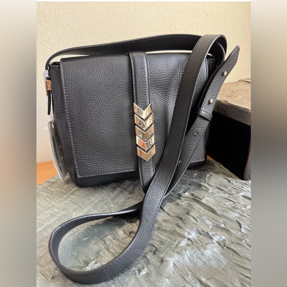 VERSACE COLLECTION GRAIN LEATHER CROSSBODY BLACK SMALL ITALY